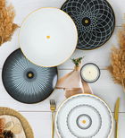 Set platouri servire, Keramika, 275KRM1345, Ceramica , Nu absoarbe apa, Alb/Negru