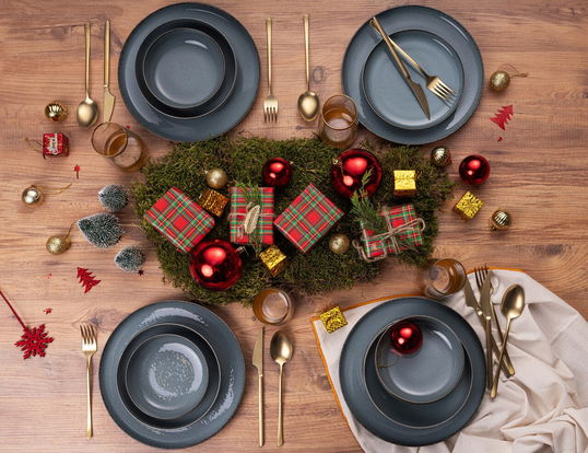 Serviciu de masa, Rekitchen, 513RKT1102, Portelan , Placă de serviciu: 27 x 27 x 2,5 cm (6 bucăți), Albastru