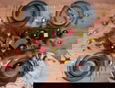 Serviciu de masa, Rekitchen, 513RKT1102, Portelan , Placă de serviciu: 27 x 27 x 2,5 cm (6 bucăți), Albastru