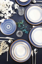 Serviciu de masa, Beros, 973BRS3145, Portelan , Farfurie intinsa 25 cm, Alb/Albastru