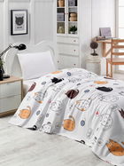 Cuvertura pique Single, L'essentiel Maison, Hello Cats, Bumbac, White / Black / Orange / Blue / Pink