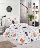 Set cuvertura pique Single, L'essentiel Maison, Hello Cats, Bumbac, White / Black / Orange / Blue / Pink
