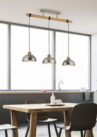 Lustra Delhi, TRIO, 107.5x25.5x215 cm, 42W, 3x E27, metal, argintiu/natur