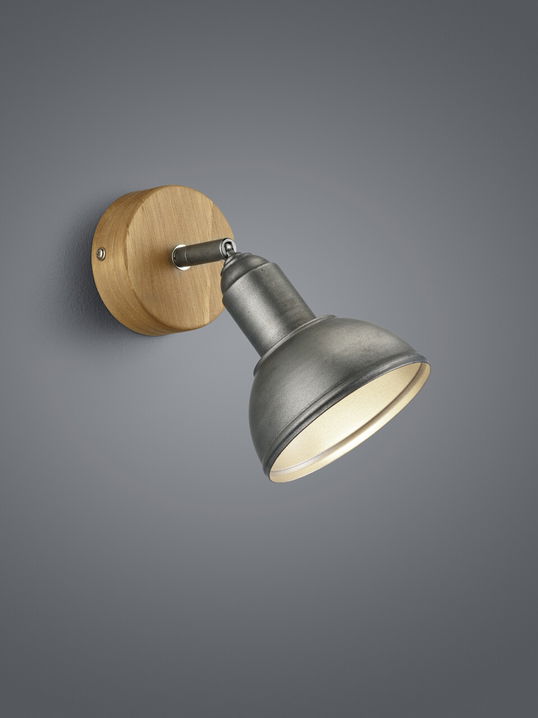 Aplica de perete Delhi, TRIO, 11.6x18x20.5 cm, 40W, 1x E14, metal, argintiu/natur