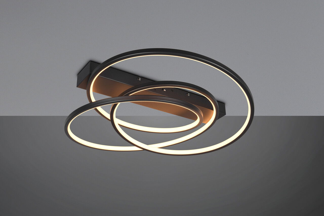 Plafoniera Darvin, TRIO, 64x49x16 cm, 34W, 1x SMD, metal, negru mat