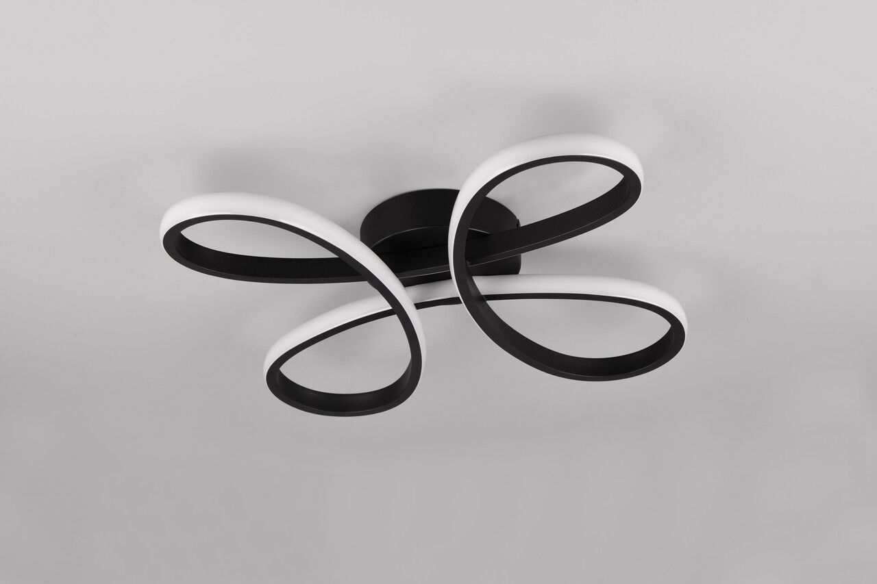 Plafoniera Fly, TRIO, 40x40x7.5 cm, 22W, 1x SMD, metal, negru mat