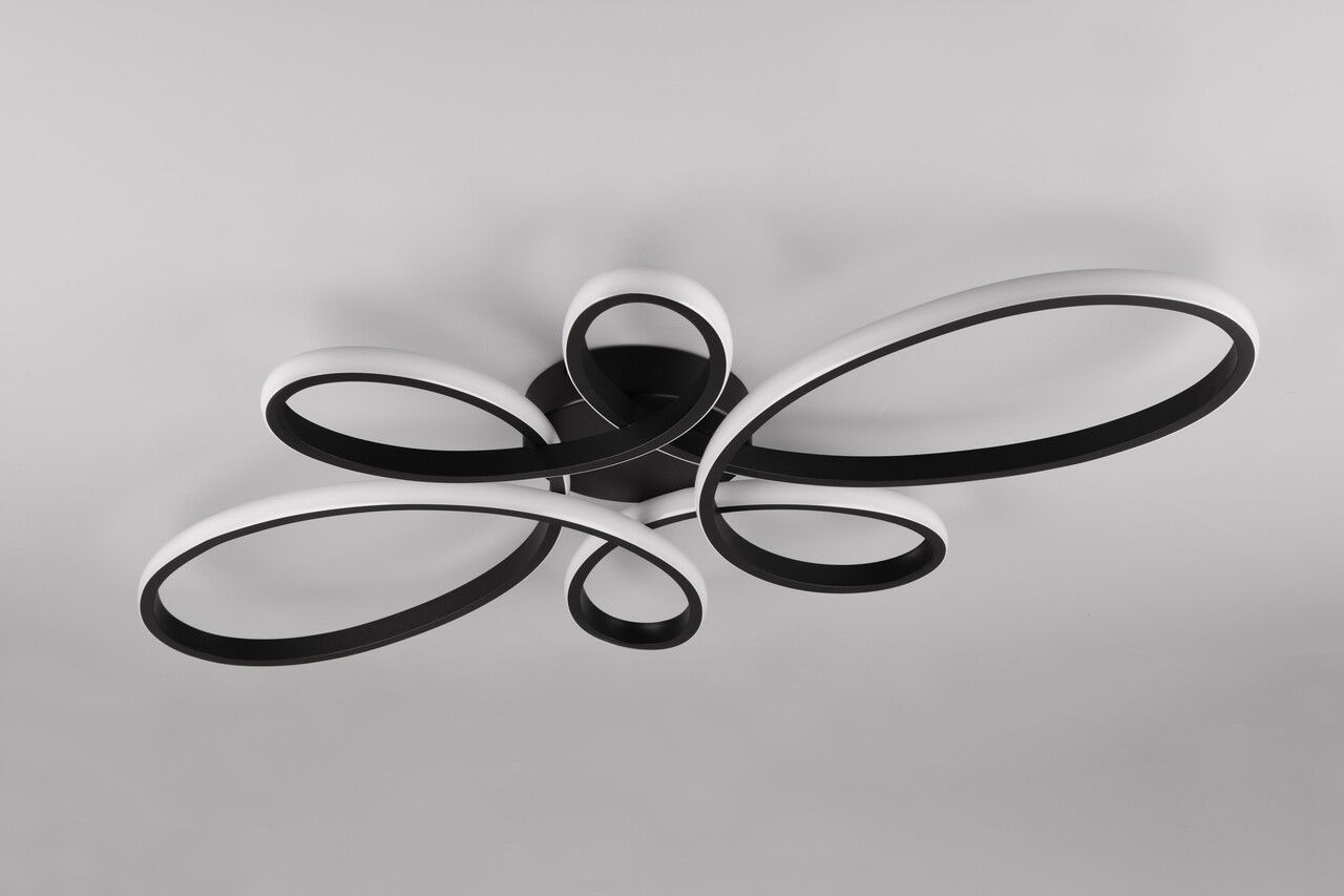 Plafoniera Fly, TRIO, 83x45.5x7.5 cm, 32W, 1x SMD, metal, negru mat