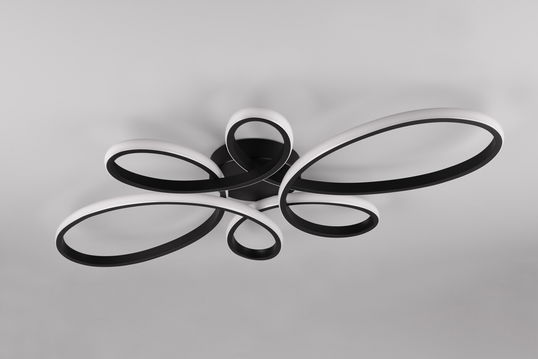 Plafoniera Fly, TRIO, 83x45.5x7.5 cm, 32W, 1x SMD, metal, negru mat