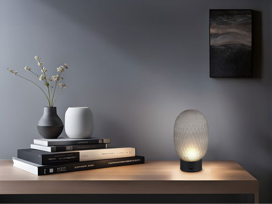 Lampa de masa Facette, TRIO, 17.5x28.5 cm, 25W, 1x E27, metal, negru mat/gri