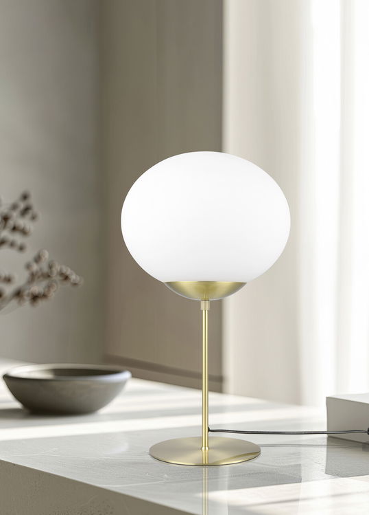 Lampa de masa Fomento, TRIO, 30x52 cm, 15W, 1x E27, metal, bronz mat/alb