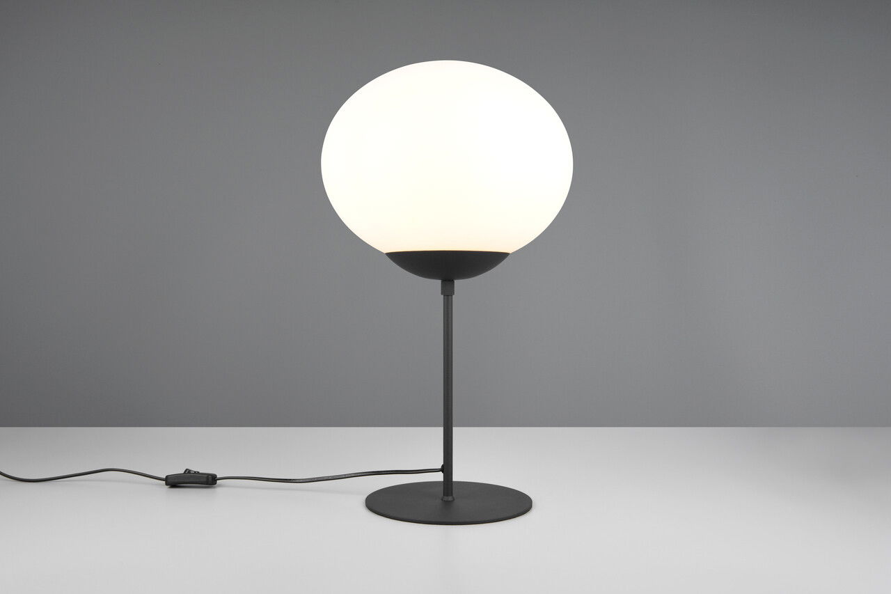 Lampa de masa Fomento, TRIO, 30x52 cm, 15W, 1x E27, metal, negru mat/alb
