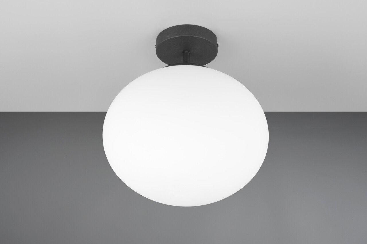 Plafoniera Fomento, TRIO, 30x33 cm, 15W, 1x E27, metal, negru mat/alb