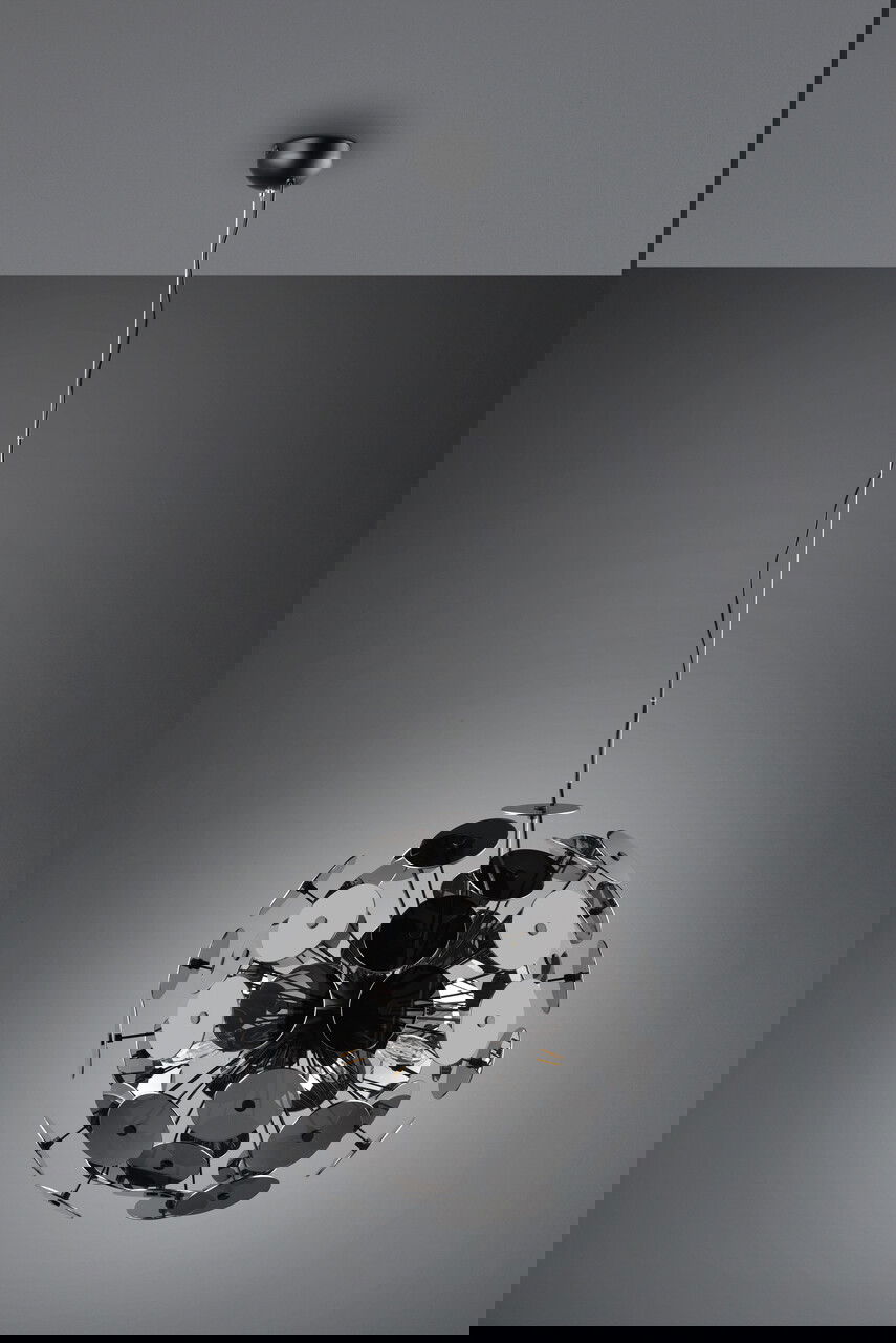 Lustra Discalgo, TRIO, 54x150 cm, 40W, 6x E14, metal, negru mat/argintiu