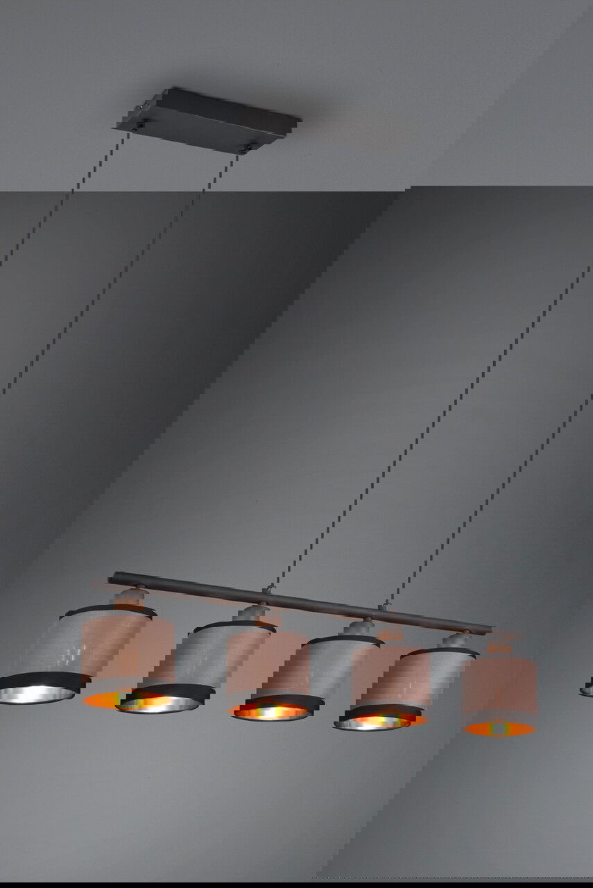 Lustra Davos, RL, 75x12x150 cm, 10W, 4x E14, metal, negru mat/taupe