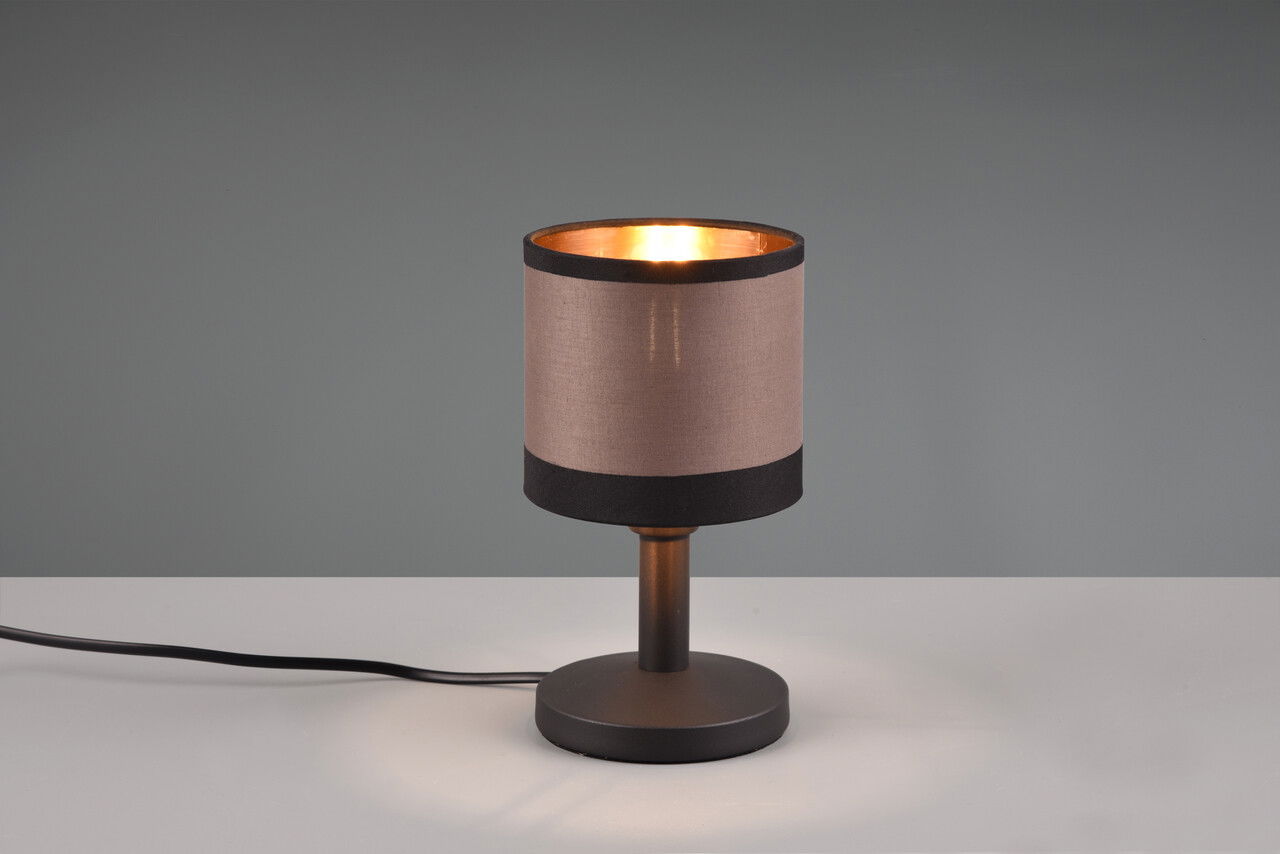 Lampa de masa Davos, RL, 12x22.5 cm, 10W, 1x E14, metal, negru mat/taupe