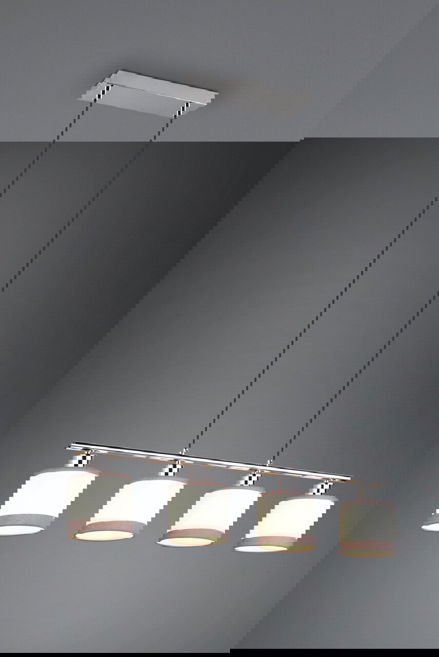 Lustra Davos, RL, 75x12x150 cm, 10W, 4x E14, metal, gri/alb