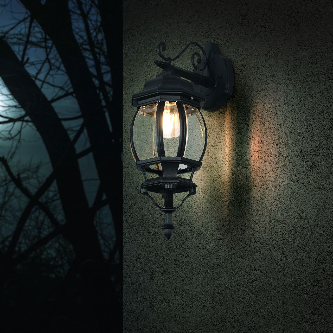 Lampa de exterior Elvo, TRIO, 24.5x15.5x49.5 cm, 60W, 1x E27, aluminiu, negru mat