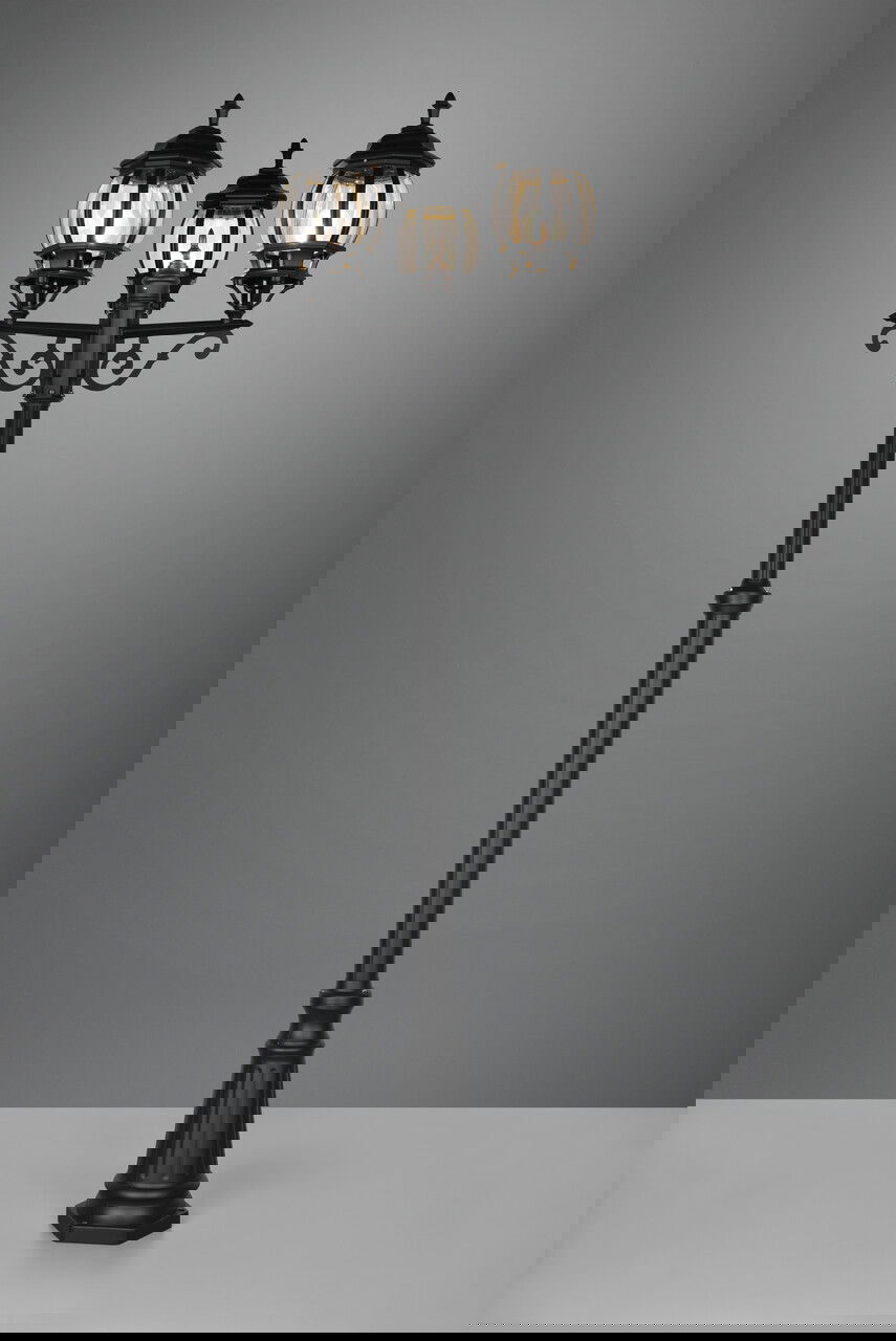 Lampadar de exterior Elvo, TRIO, 57x240 cm, 60W, 3x E27, aluminiu, negru mat