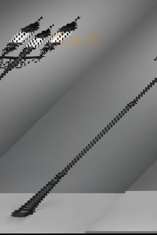 Lampadar de exterior Elvo, TRIO, 57x240 cm, 60W, 3x E27, aluminiu, negru mat