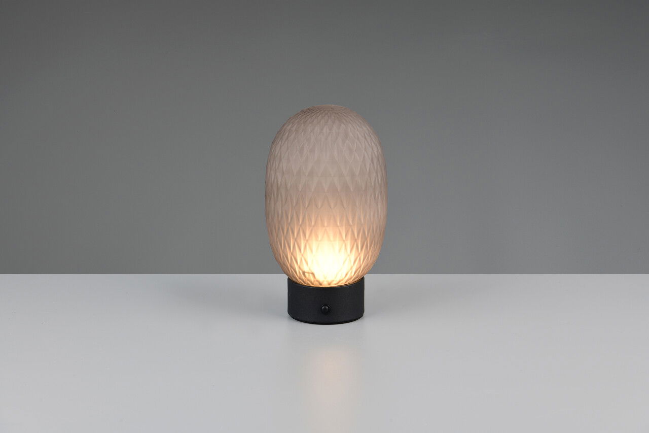 Lampa de masa Facette, TRIO, 11.8x20.5 cm, 1.5W, 1x SMD, sticla, negru mat/gri