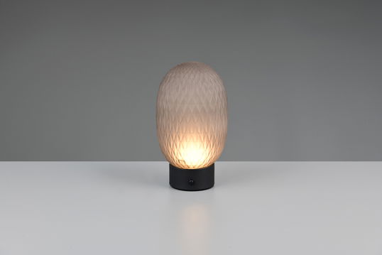 Lampa de masa Facette, TRIO, 11.8x20.5 cm, 1.5W, 1x SMD, sticla, negru mat/gri