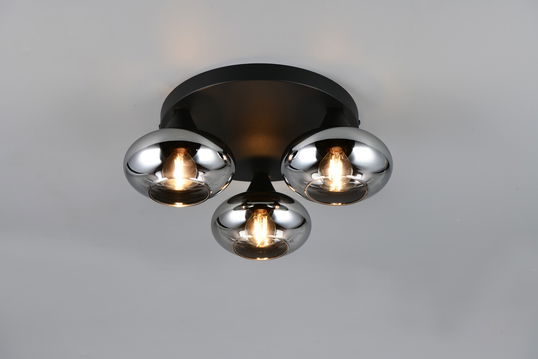 Plafoniera Divina, RL, 39x15 cm, 10W, 3x E14, sticla, negru/gri