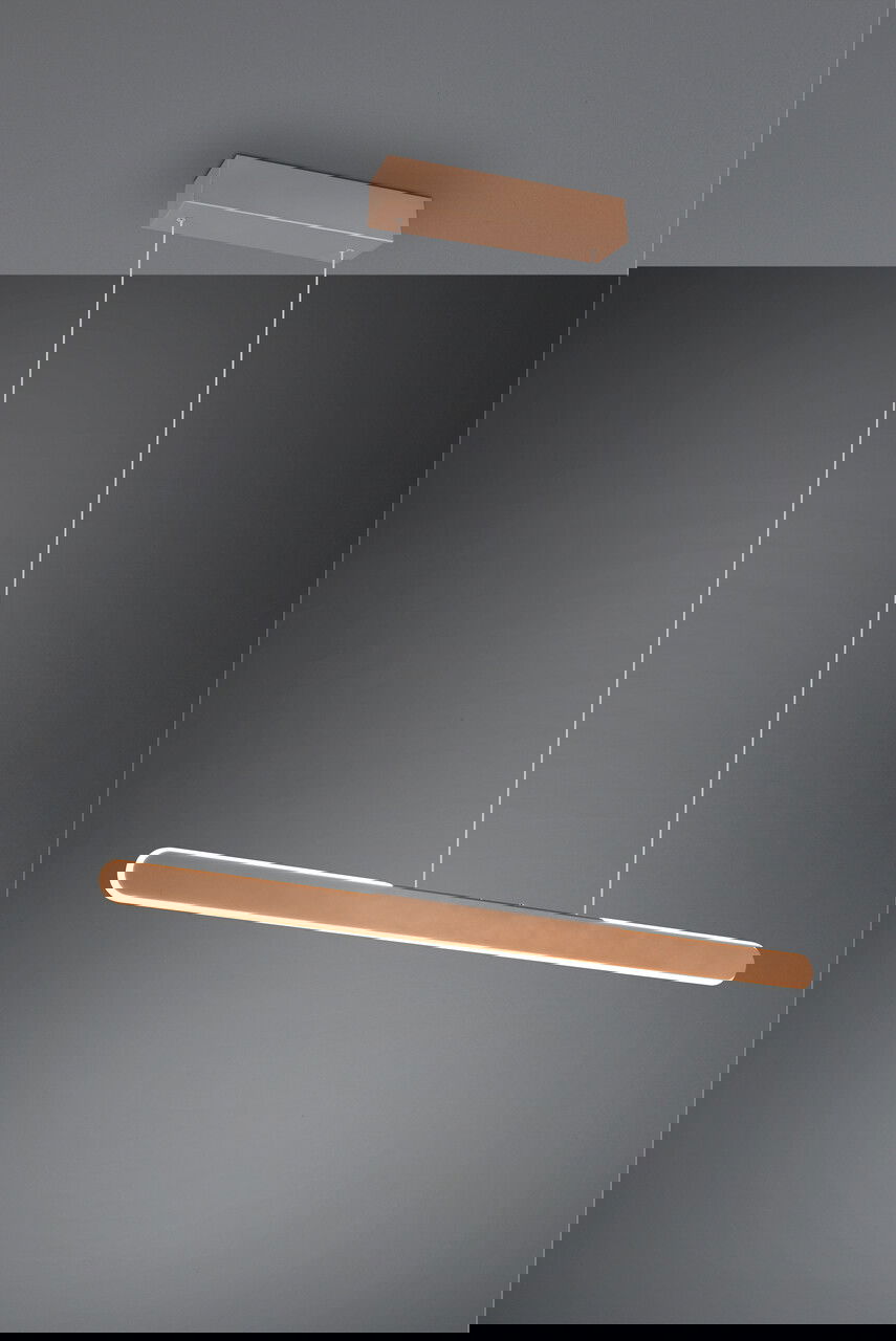 Lustra Helios, TRIO, 100x8.5x160 cm, 28W, 1x SMD, metal, maro