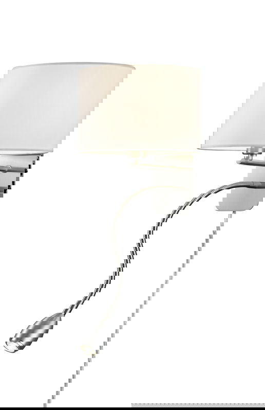 Lampa de perete Hotel, TRIO, 20x34.5x23.5 cm, 40W, 1x E14, metal/textil, alb/argintiu