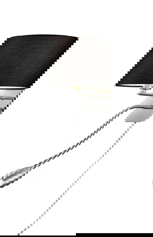 Lampa de perete Hotel, TRIO, 20x34.5x23.5 cm, 40W, 1x E14, metal/textil, negru/argintiu