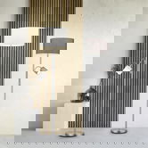 Lampadar Hotel, TRIO, 40x170 cm, 60W, 1x E27, metal/textil, alb/argintiu