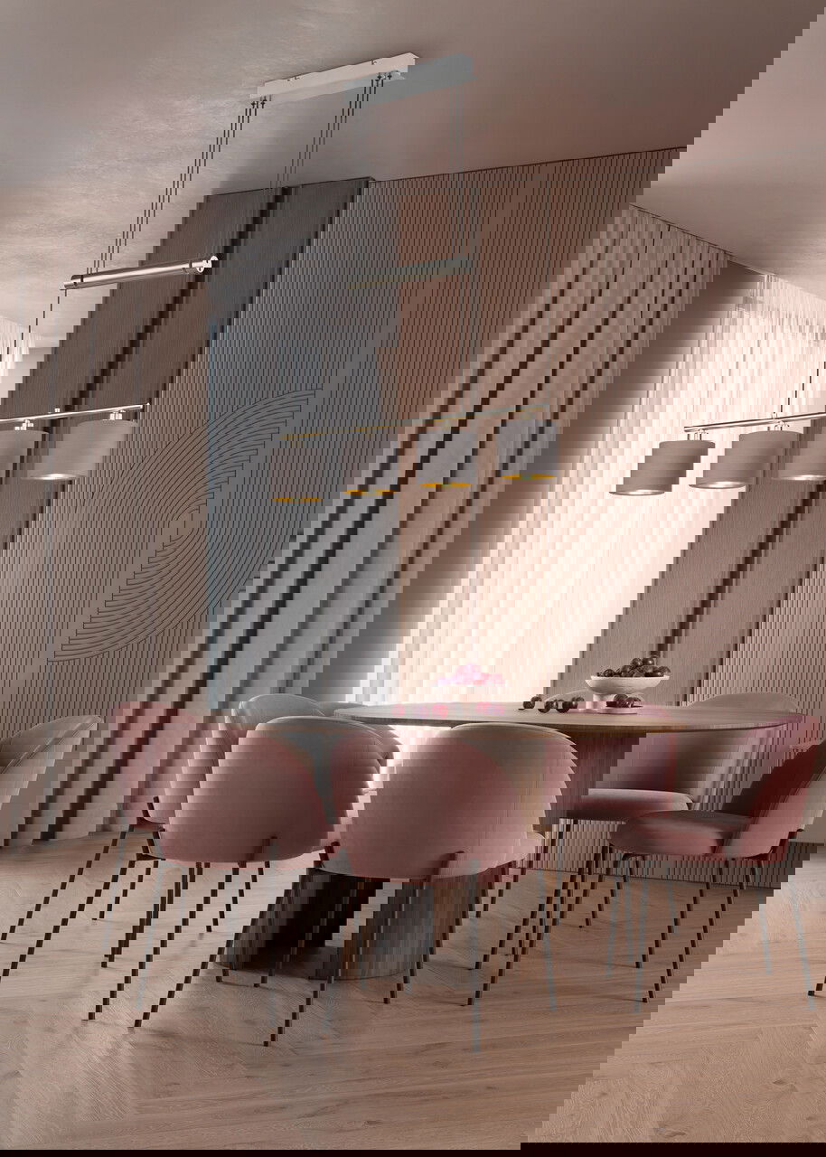 Lustra Garda, TRIO, 77x13.5x150 cm, 28W, 4x E14, metal/textil, argintiu/gri