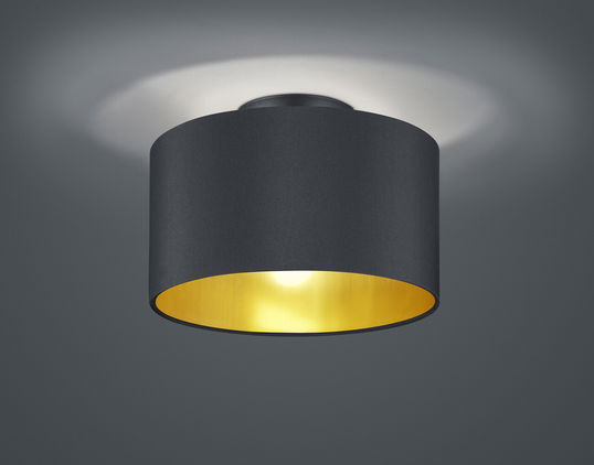 Plafoniera Hostel, TRIO, 30x22 cm, 40W, 2x E14, textil, negru mat/auriu