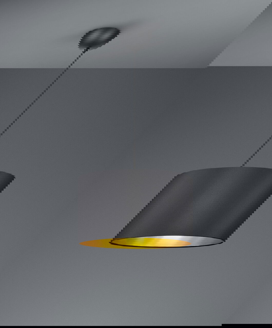 Lustra Hostel, TRIO, 40x150 cm, 60W, 1x E27, textil, negru mat/auriu