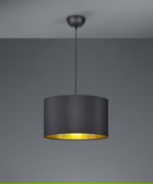 Lustra Hostel, TRIO, 40x150 cm, 60W, 1x E27, textil, negru mat/auriu