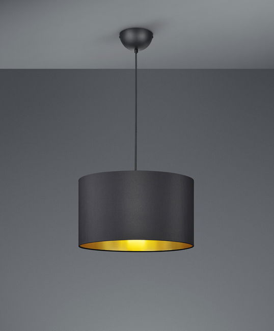 Lustra Hostel, TRIO, 40x150 cm, 60W, 1x E27, textil, negru mat/auriu