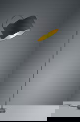 Lampadar Hostel, TRIO, 35x63x156 cm, 60W, 1x E27, metal/textil, negru mat/auriu