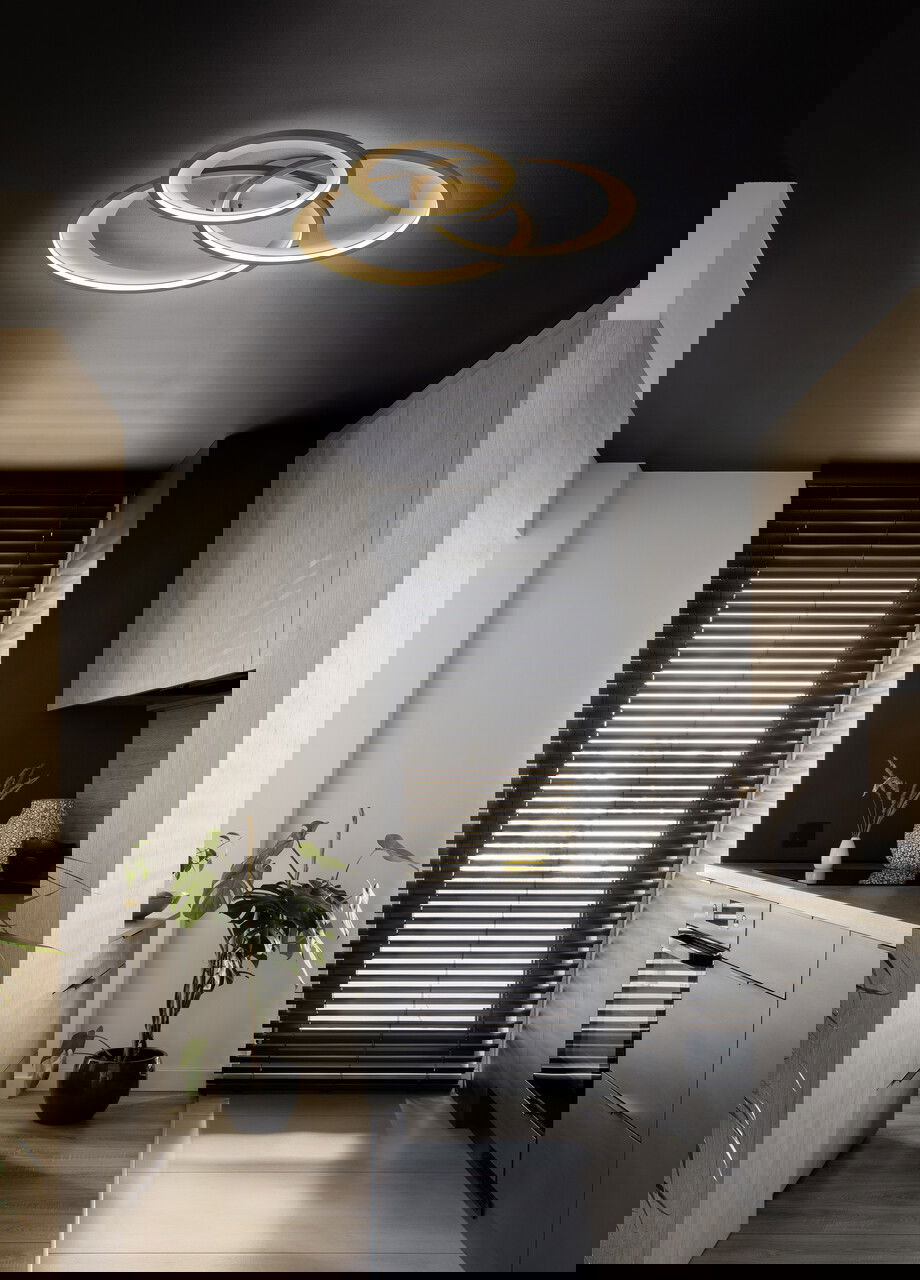 Plafoniera Granada, TRIO, 71.5x63.5x10.5 cm, 36W, 1x SMD, metal, negru mat/auriu