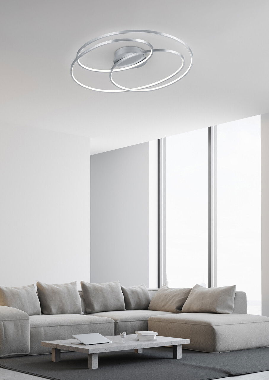 Plafoniera Gale, TRIO, 60x43x13.5 cm, 38W, 1x SMD, metal, argintiu