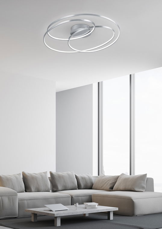 Plafoniera Gale, TRIO, 80x65x14.5 cm, 50W, 1x SMD, metal, argintiu