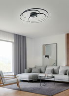 Plafoniera Gale, TRIO, 80x65x14.5 cm, 50W, 1x SMD, metal, negru mat