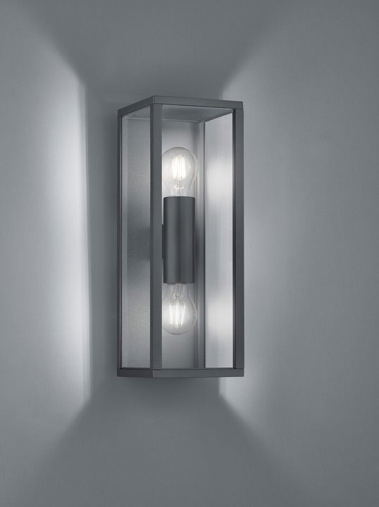 Aplica de perete pentru exterior Garonne, TRIO, 14x13.5x38 cm, 10W, 2x E27, aluminiu, antracit