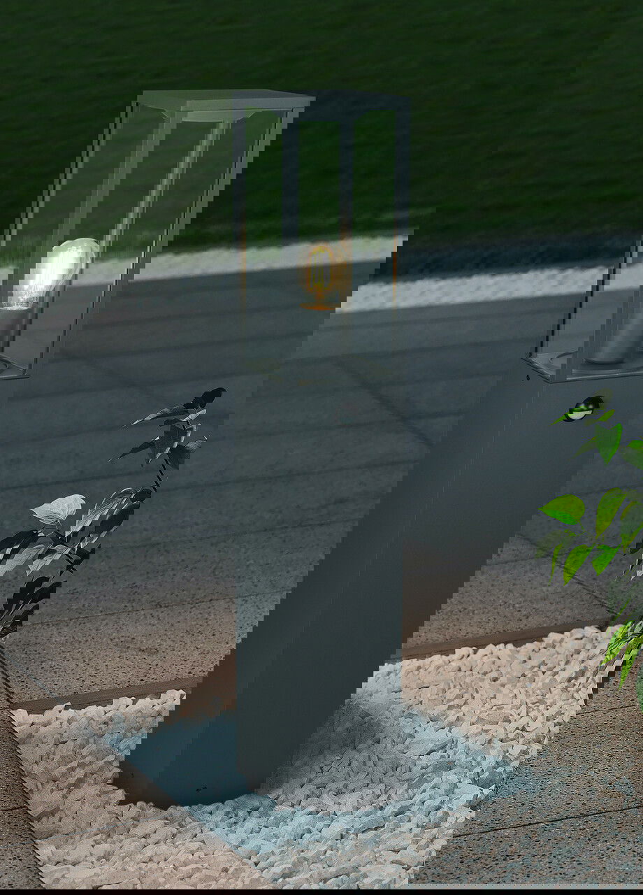 Lampadar de exterior cu senzor Garonne, TRIO, 14x15.5x80 cm, 60W, 1x E27, aluminiu, antracit