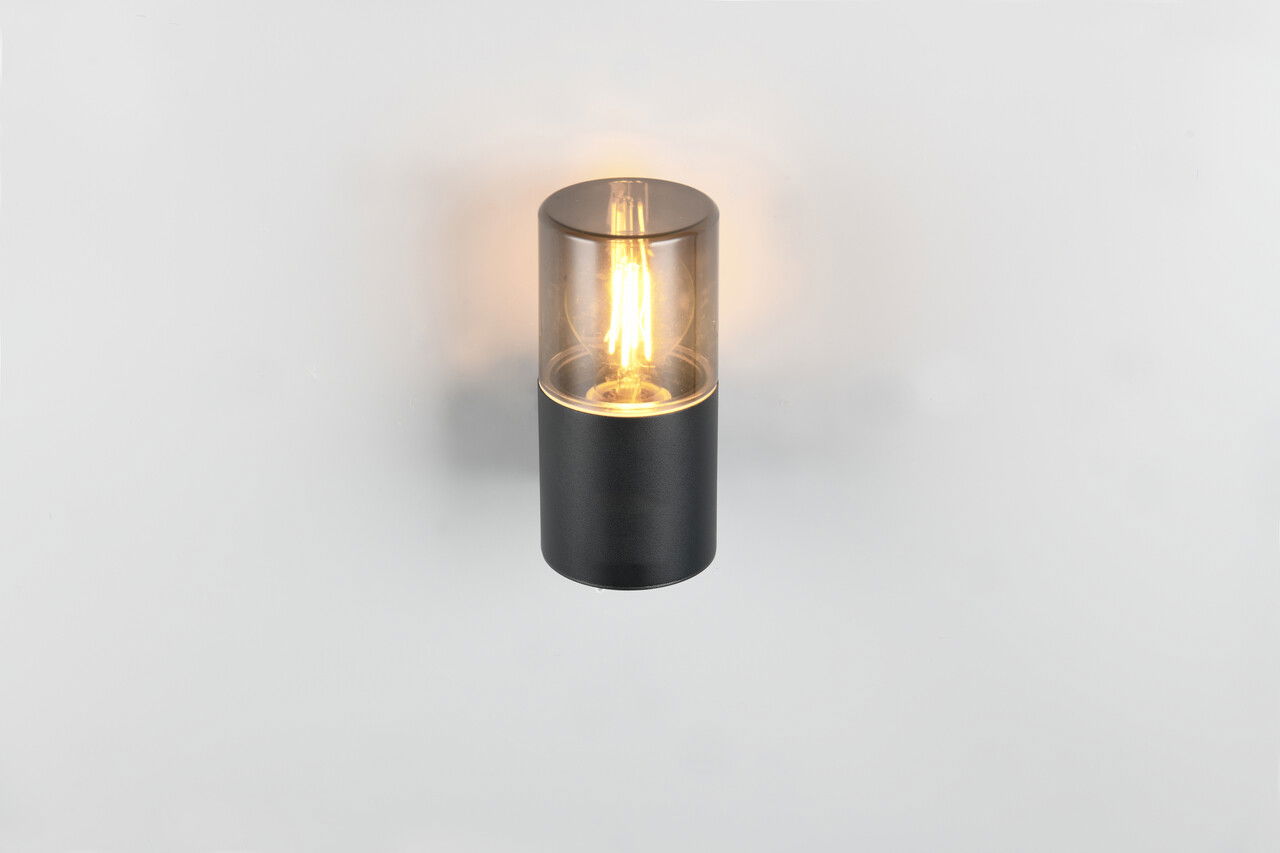 Aplica de perete pentru exterior Hoosic, TRIO, 8.5x11.8x17.5 cm, 28W, 1x E27, aluminiu, negru mat