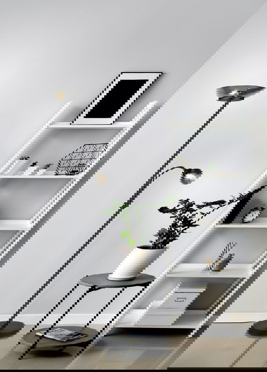 Lampadar Gerry, RL, 34x180 cm, 18W/10W, 2x E27, 1x E14, metal, negru mat/gri