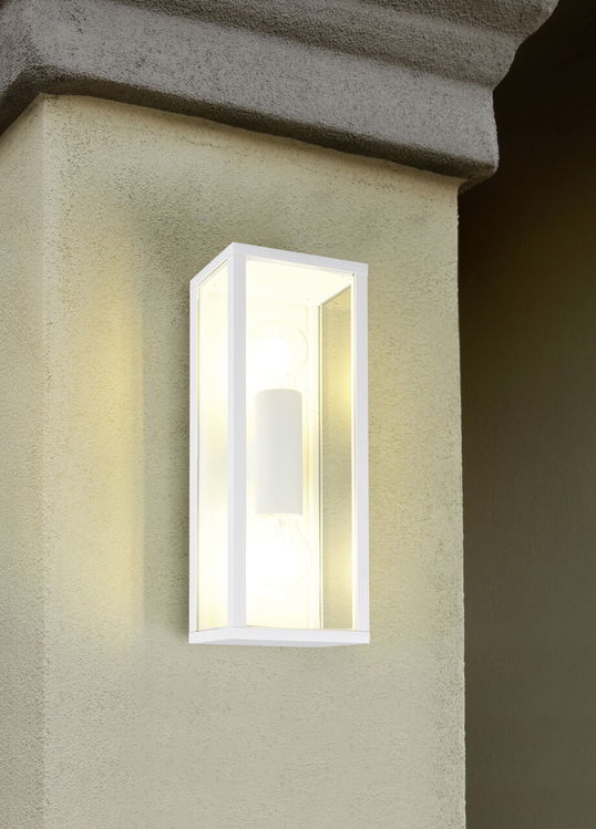 Aplica de perete pentru exterior Garonne, TRIO, 14x14x26 cm, 60W, 1x E27, aluminiu, alb mat
