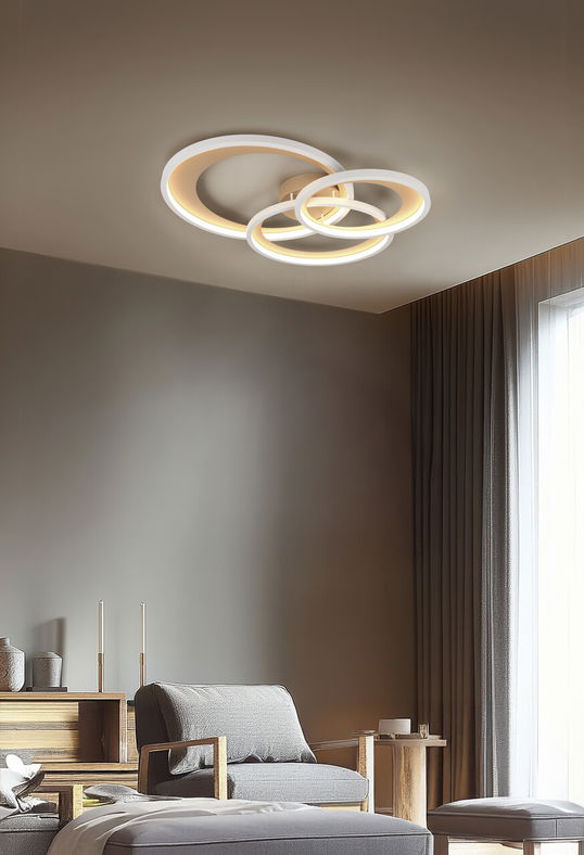 Plafoniera Granada, TRIO, 71.5x63.5x10.5 cm, 36W, 1x SMD, metal, maro/alb