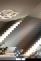 Plafoniera Granada, TRIO, 71.5x63.5x10.5 cm, 36W, 1x SMD, metal, maro/alb