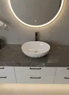 Lavoar pe blat rotund ceramic alb - A435H