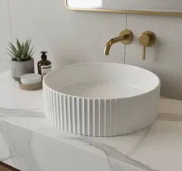 Lavoar rotund ceramic alb A545 – design texturat modern