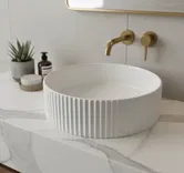 Lavoar rotund ceramic alb A545 – design texturat modern